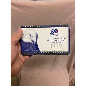 1999 - S US Mint 50 State Quarters Proof Set with OGP, (DE/PA/NJ/GA/CT) New